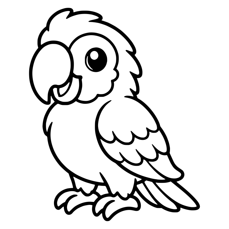 Standing Macaw Parrot With Curved Beak and Long Tail — free animal SVG cut file