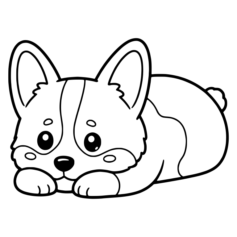 Corgi Lying With Chin on Paws and Puppy-Dog Eyes — free animal SVG cut file