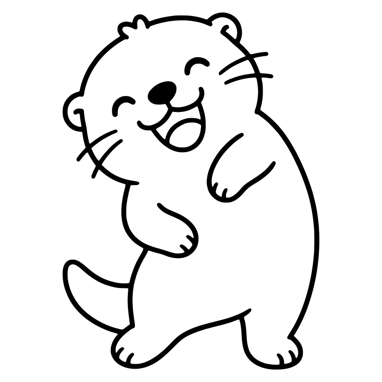 Laughing Kawaii Otter Dancing Mid-Step — free animal SVG cut file
