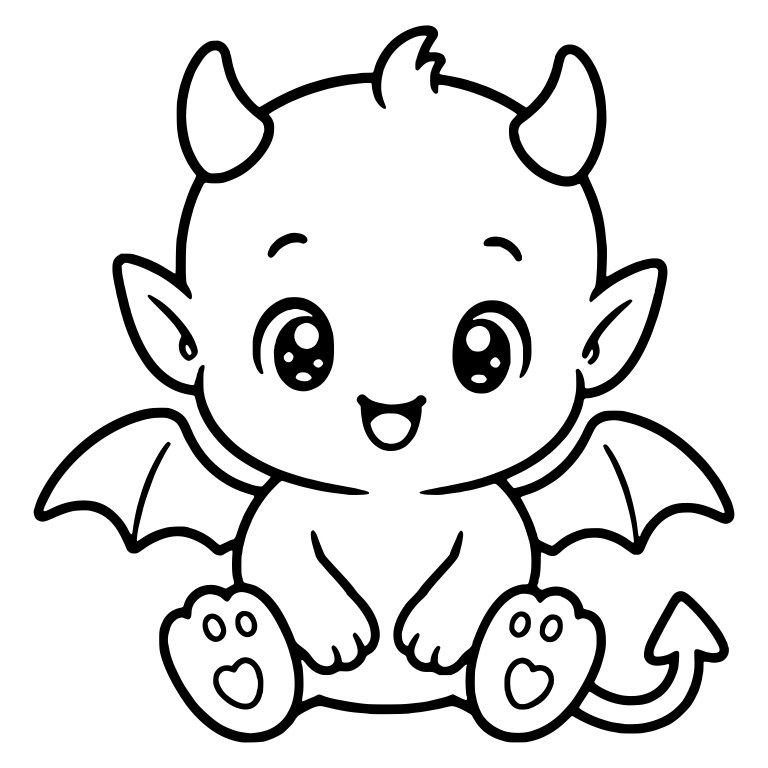 Sitting Baby Devil with Big Wings and Paw Pad Feet — free fantasy-creature SVG cut file