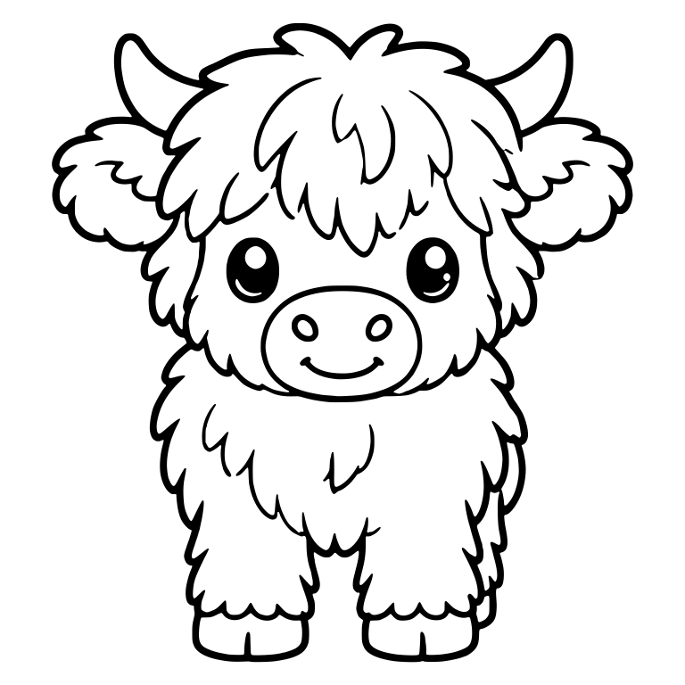 Sparkly-Eyed Highland Calf With Big Fluffy Ears — free animal SVG cut file