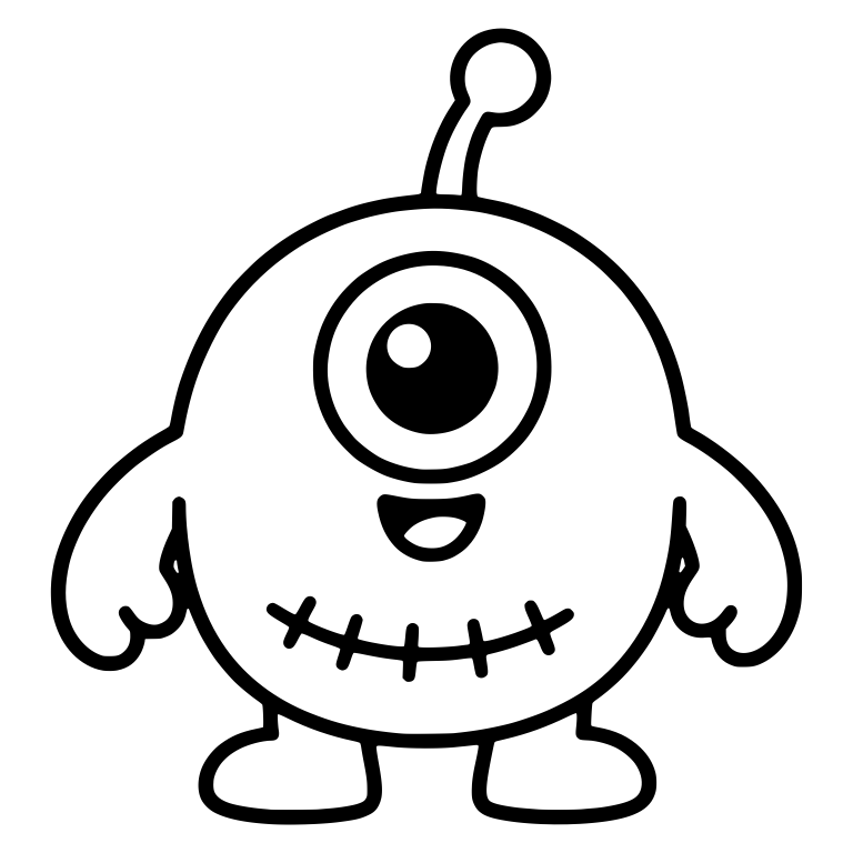 One-Eyed Monster With Antenna and Stitched Grin — free fantasy-creature SVG cut file