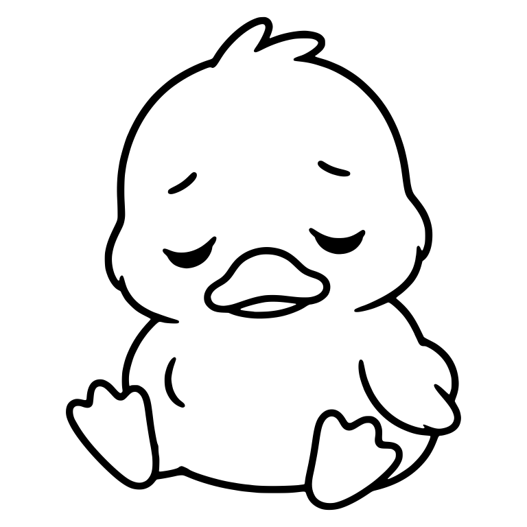 Sleepy Duckling Slumped With Closed Eyes — free animal SVG cut file