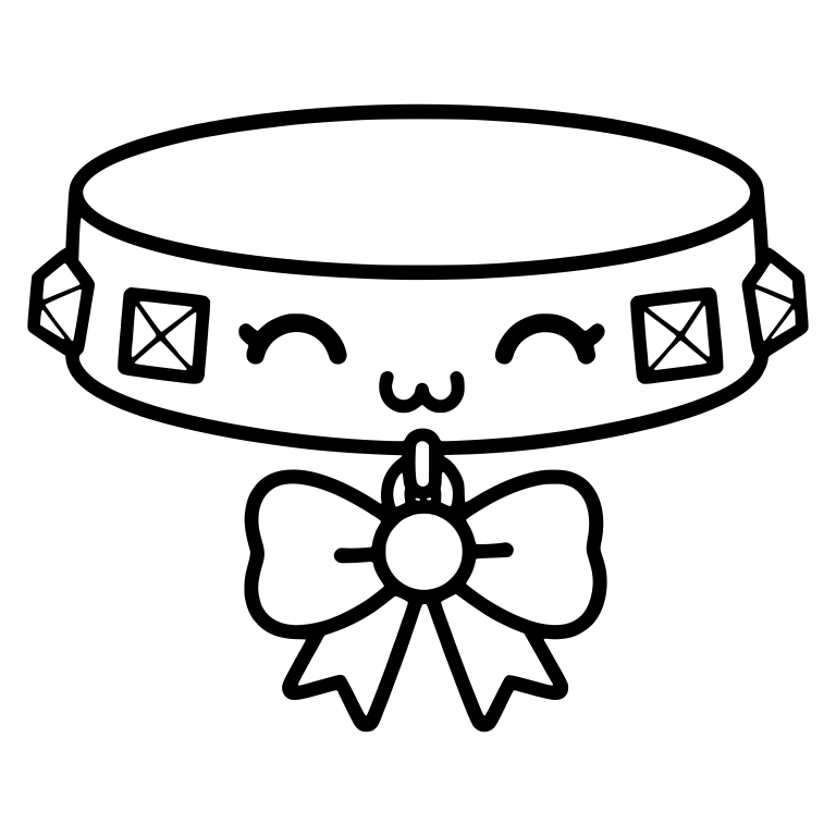 Studded Collar with Happy Closed Eyes and Bow Charm — free objects SVG cut file