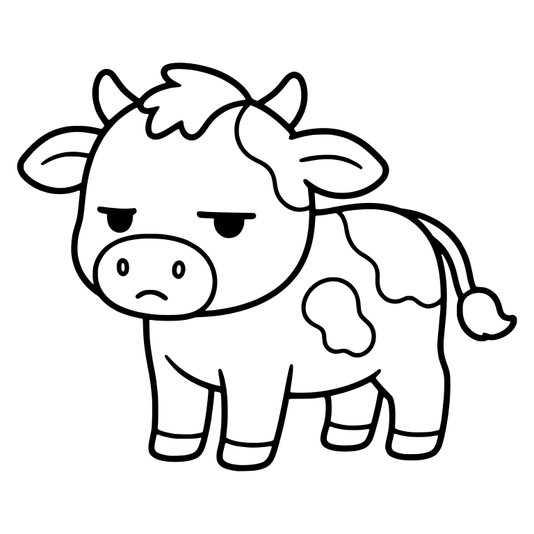 Unimpressed Calf Standing With Small Frown — free animal SVG cut file
