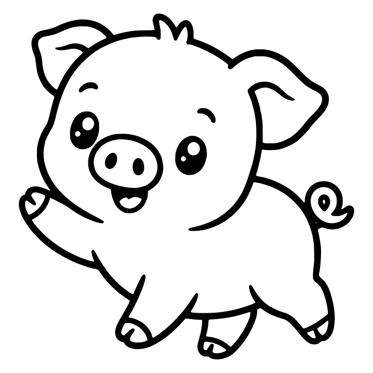 Waving Piglet Trotting with Sparkly Eyes — free animal SVG cut file