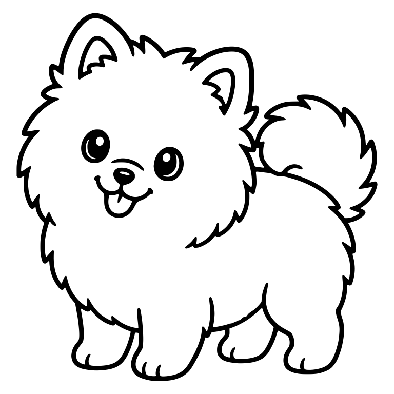 Happy Standing Pomeranian With Tail Curled Up High — free animal SVG cut file