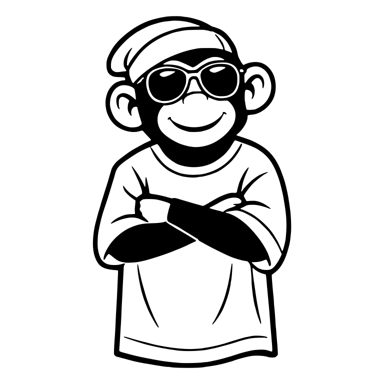 Monkey with Crossed Arms in Sunglasses and Beanie — free animal SVG cut file