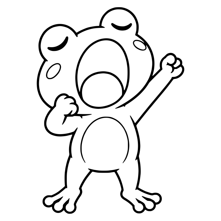 Chibi Frog Yawning With One Arm Stretched Up — free animal SVG cut file