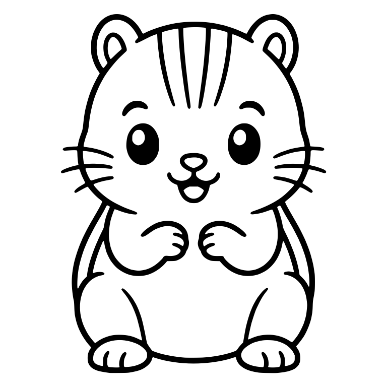 Round Striped Squirrel With Whiskers and Open Smile — free animal SVG cut file