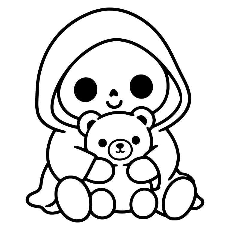 Sitting Reaper Hugging Teddy Bear — free characters SVG cut file