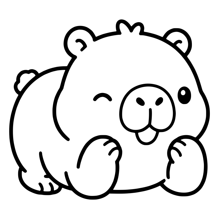 Winking Capybara Crouching on Its Front Paws — free animal SVG cut file