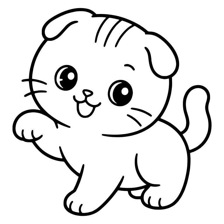Folded Ear Kitten Waving One Paw While Walking — free animal SVG cut file
