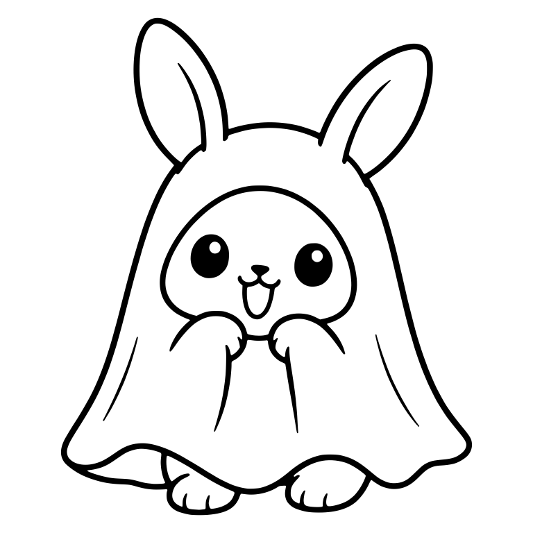 Bunny Ghost Costume with Open-Mouth Smile — free animal SVG cut file