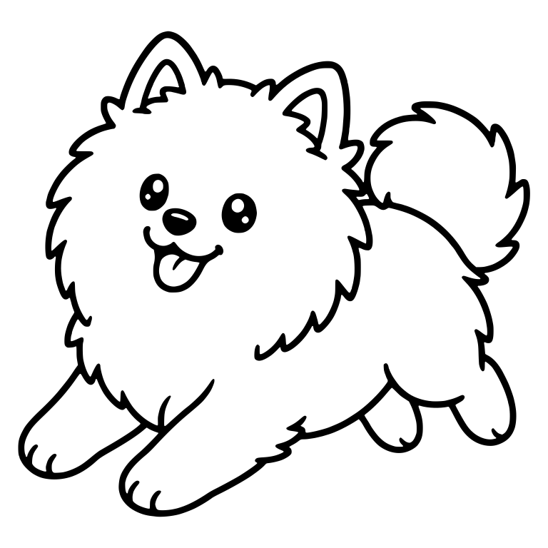 Pomeranian Bounding Forward With Tail Held Up — free animal SVG cut file