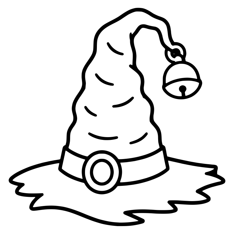 Crinkled Witch Hat with Bell and Round Buckle — free objects SVG cut file