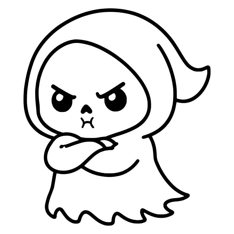 Mad Little Reaper Crossed Arms Fierce Brows — free characters SVG cut file