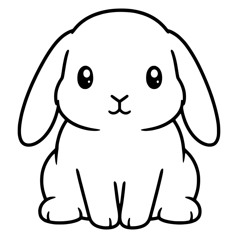 Simple Sitting Lop Bunny Without Whiskers — free animal SVG cut file