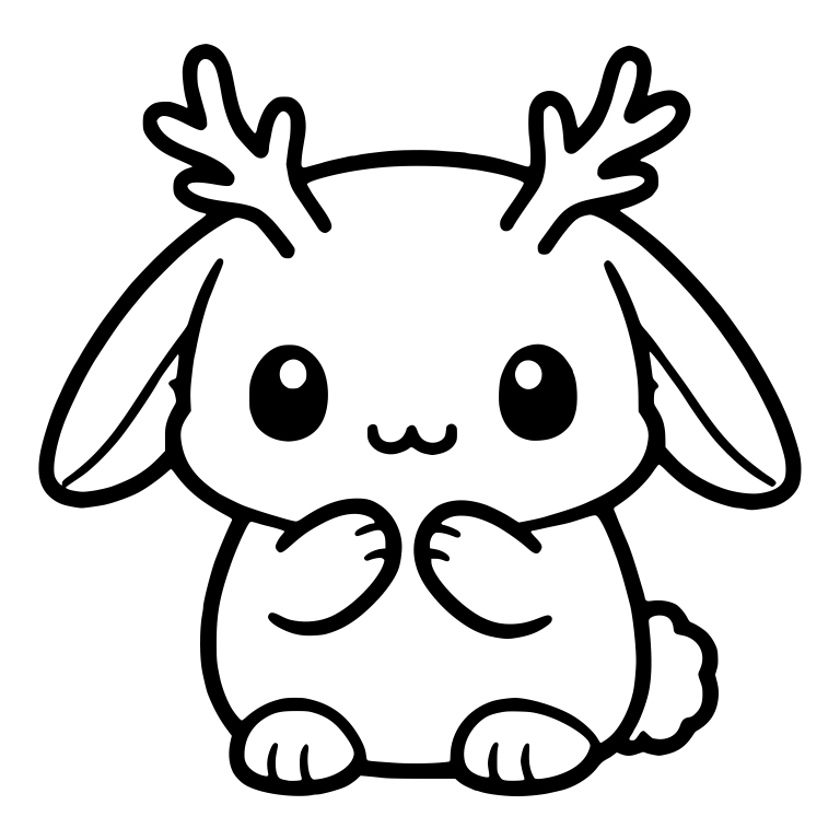 Kawaii Jackalope Bunny With Antlers and Floppy Ears — free fantasy-creature SVG cut file