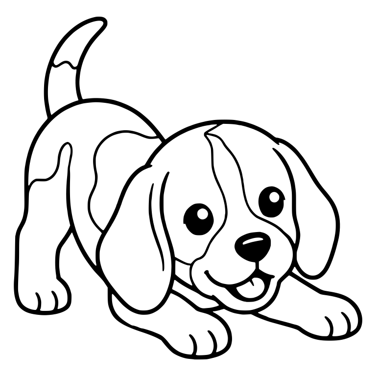 Beagle Puppy In Play Bow With Raised Tail — free animal SVG cut file