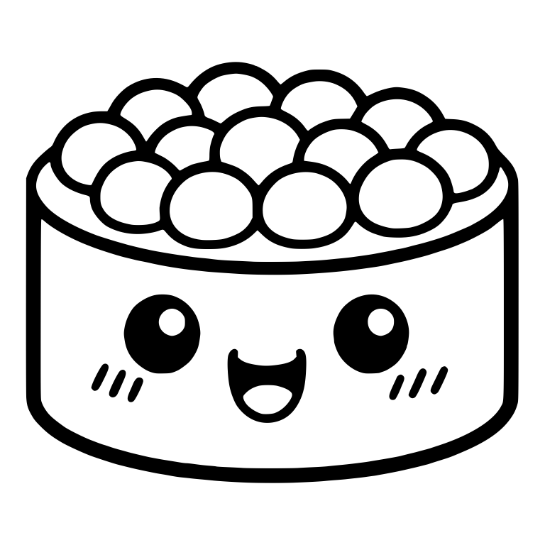 Gunkan Sushi With Roe Dome, Blush Marks and Open Smile — free food SVG cut file