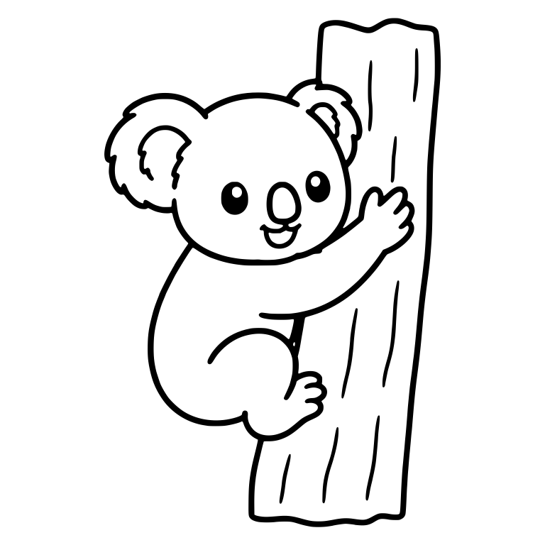Koala Clinging to Tree Trunk Facing Forward — free animal SVG cut file