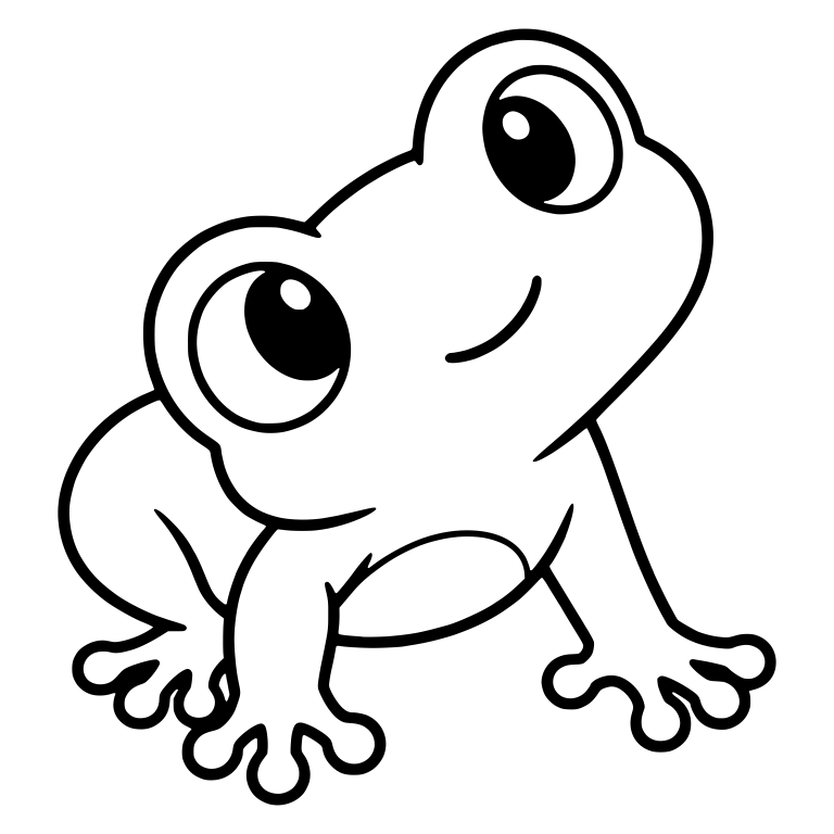 Chibi Frog Tilting Head Curiously on All Fours — free animal SVG cut file