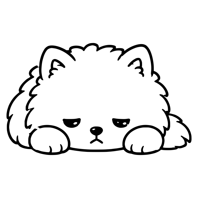 Grumpy Pomeranian Lying Flat With Paws Out Front — free animal SVG cut file