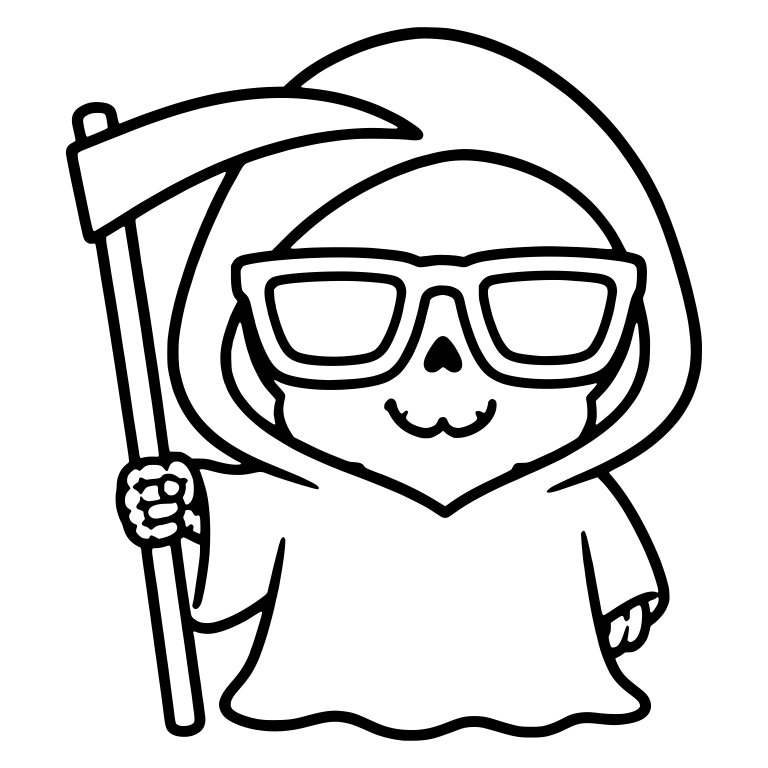 Kawaii Grim Reaper In Square Sunglasses Holding Scythe — free characters SVG cut file