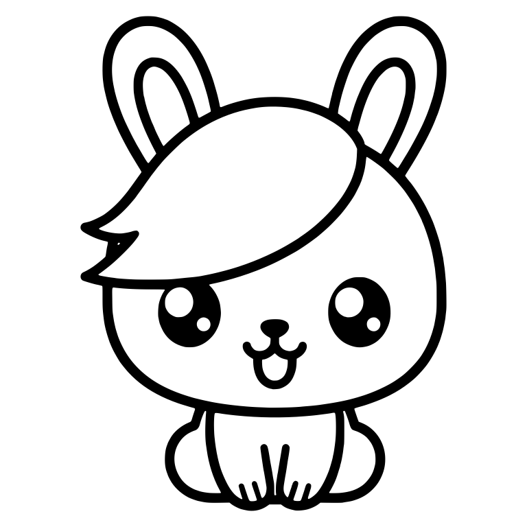 Smiling Bunny With Side Swept Bangs Sitting Up — free animal SVG cut file