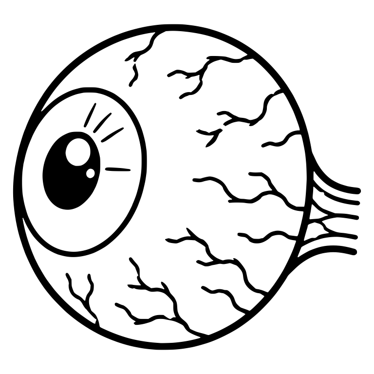 Side View Bloodshot Eyeball With Optic Nerve — free symbol SVG cut file