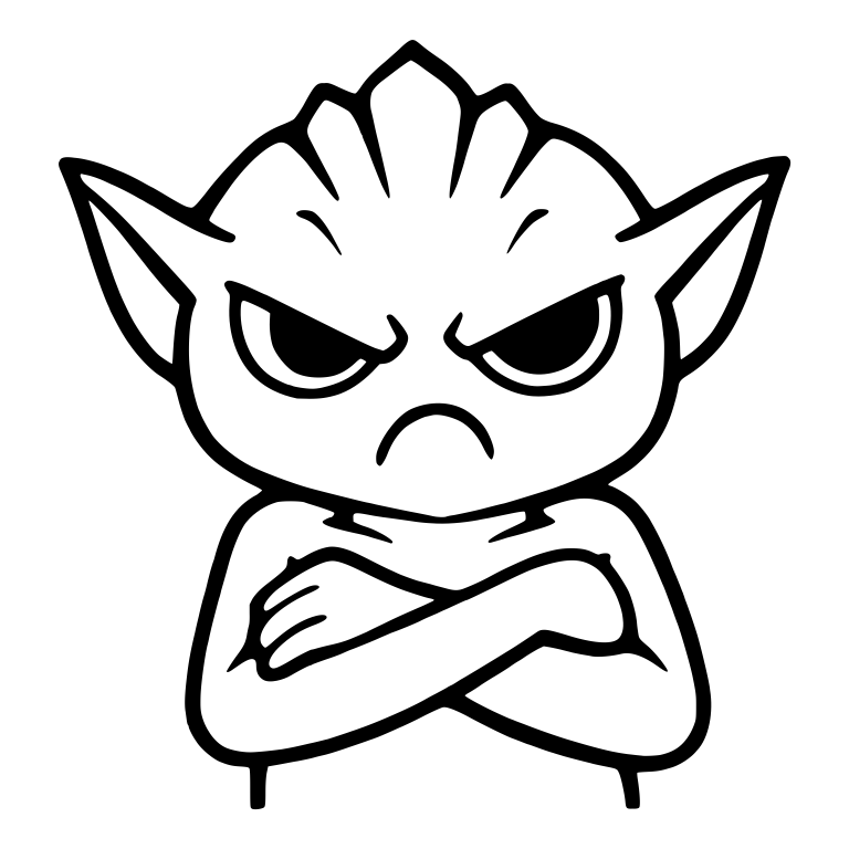 Grumpy Pointy-Eared Alien With Crest And Folded Arms — free fantasy-creature SVG cut file