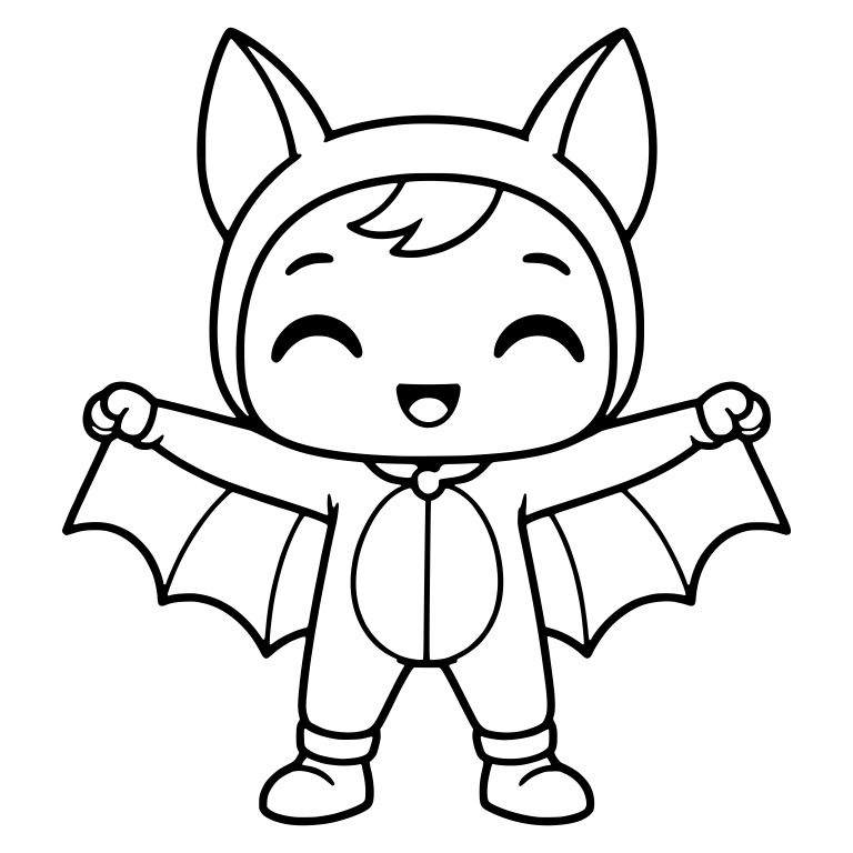 Laughing Bat Costume Kid With Happy Closed Eyes — free characters SVG cut file