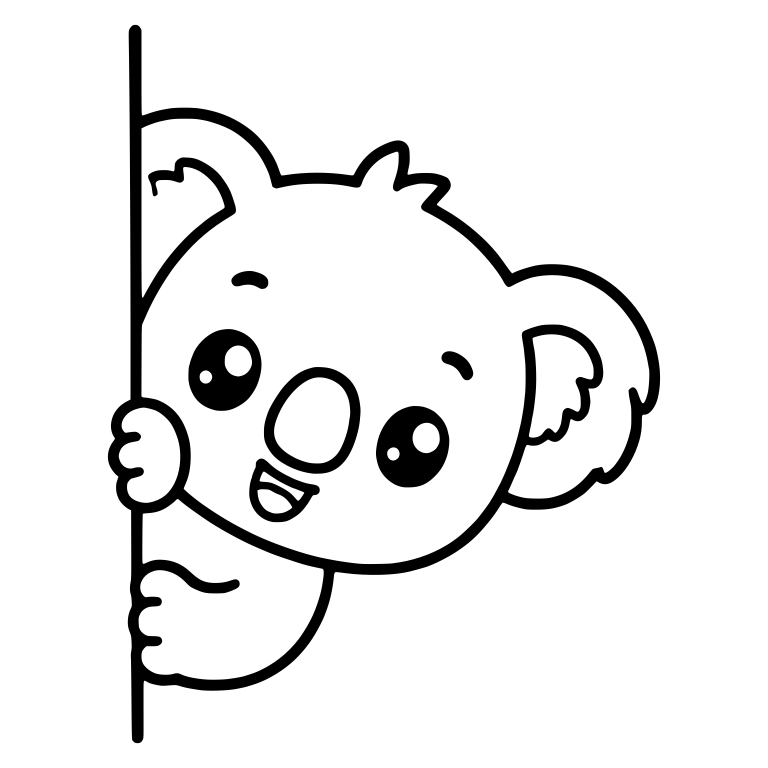 Koala Peeking Around a Corner With Open Smile — free animal SVG cut file