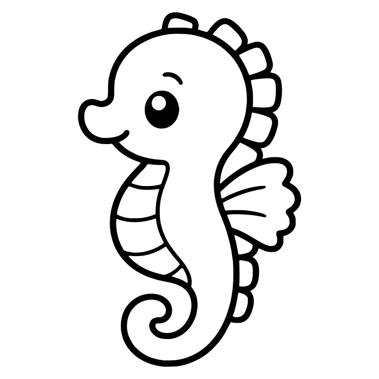 Short-Snouted Seahorse With Blocky Rounded Back Tabs — free animal SVG cut file