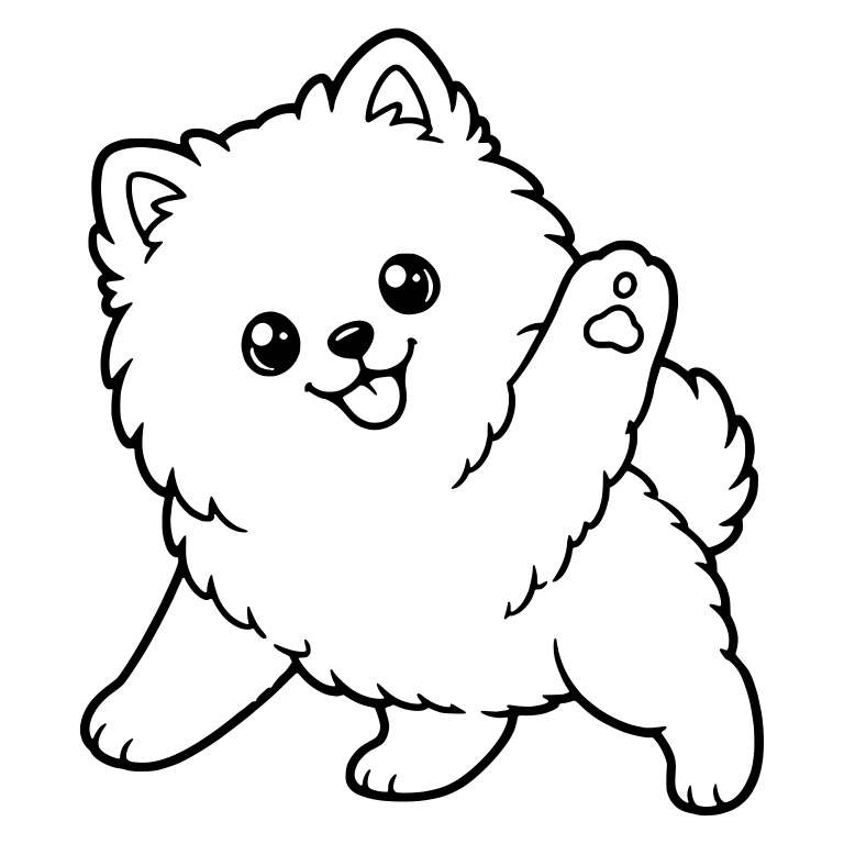 Leaning Pomeranian Waving Paw With Paw Pad — free animal SVG cut file