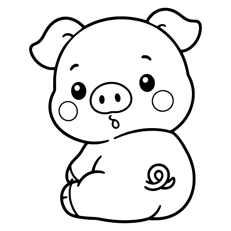 Sitting Pig Looking Back Over Shoulder — free animal SVG cut file