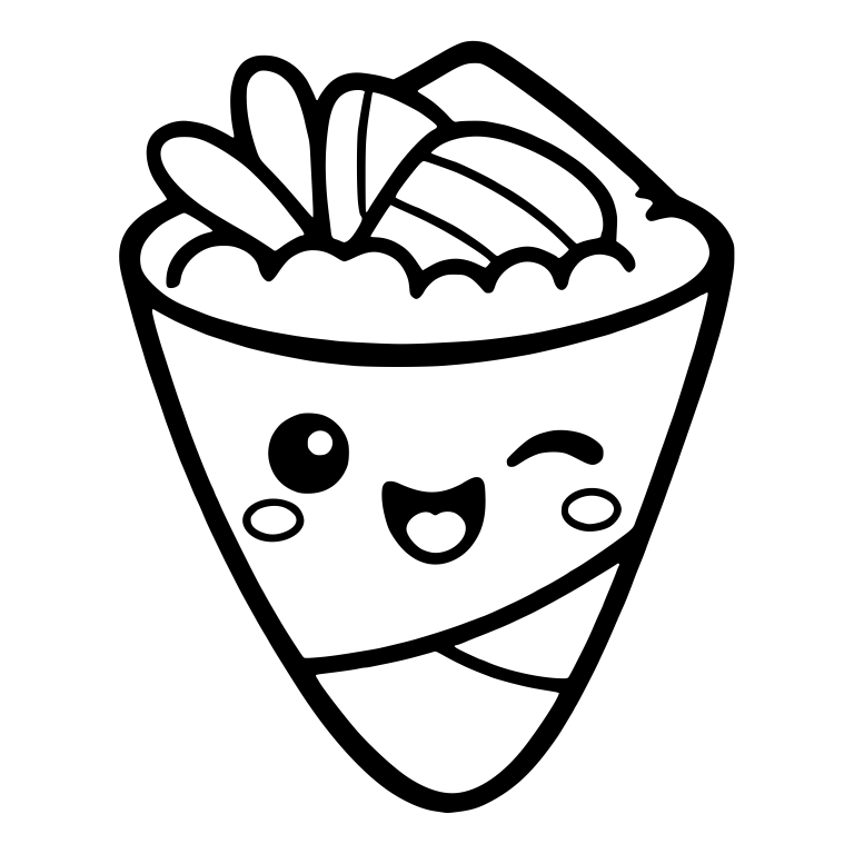 Winking Sushi Hand Roll With Leaves and Fish Slice — free food SVG cut file
