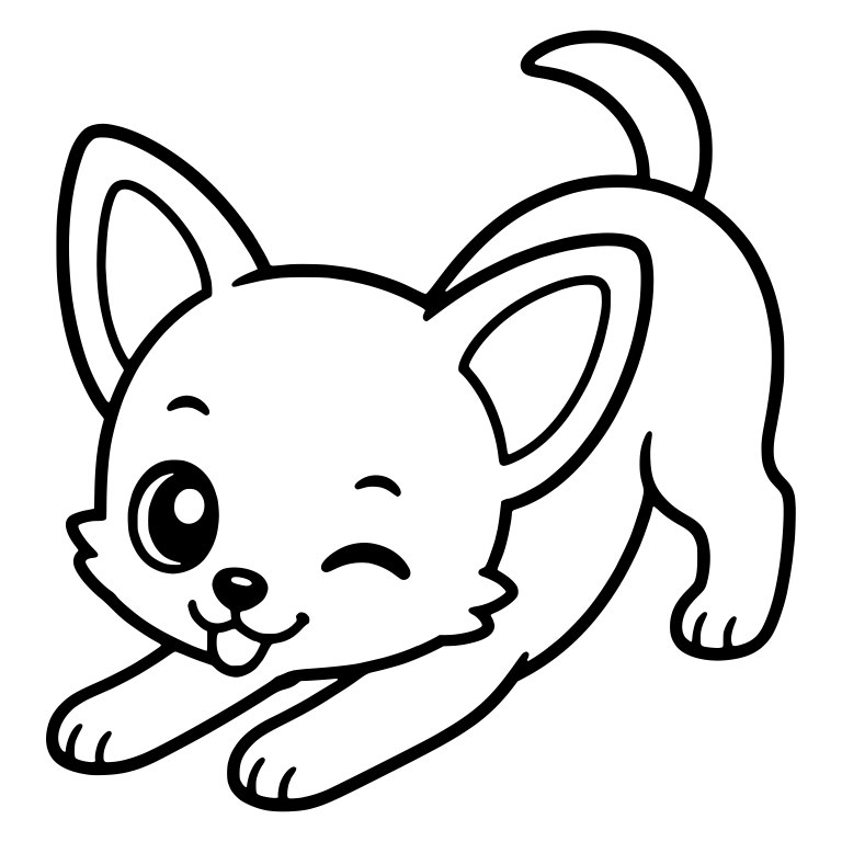 Winking Chihuahua Puppy Stretching in Play Bow — free animal SVG cut file