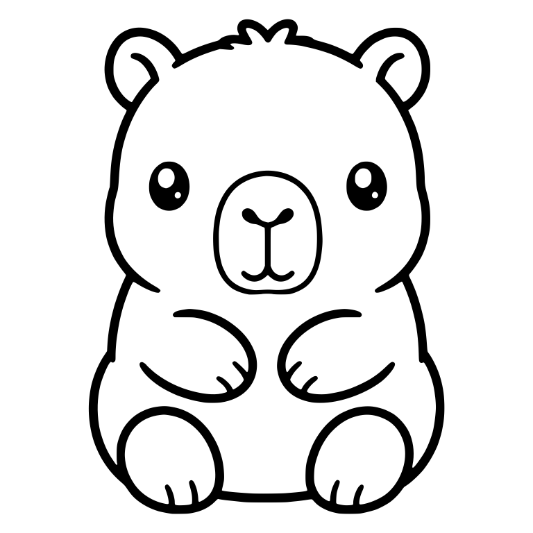 Baby Capybara Sitting With Paws on Belly — free animal SVG cut file
