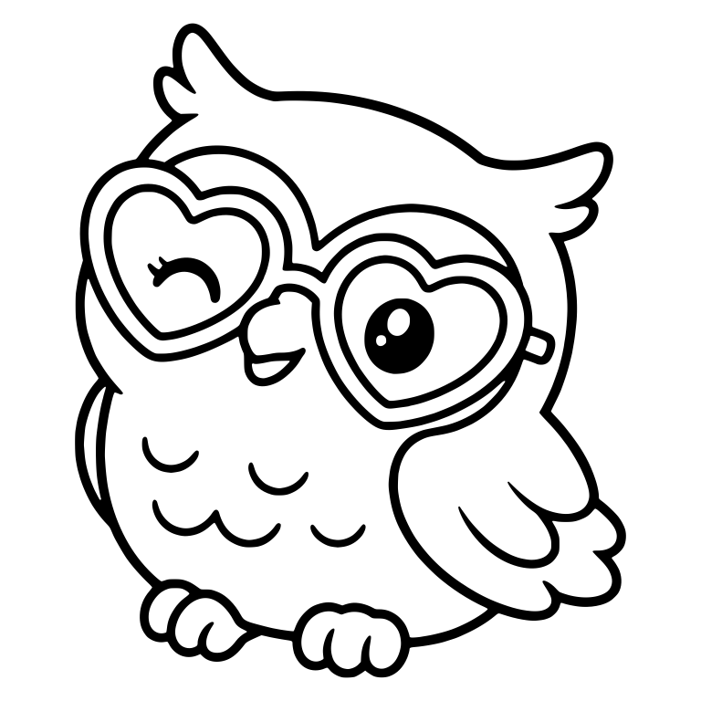 Winking Owl in Heart Glasses Tilted Sideways — free animal SVG cut file