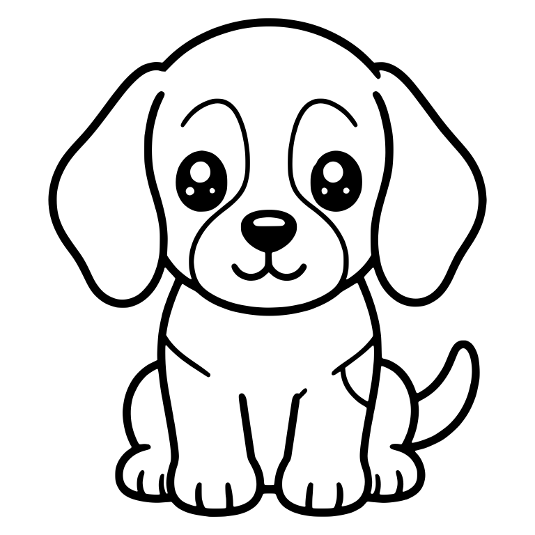 Sitting Beagle Puppy with Sparkly Eyes and Simple Smile — free animal SVG cut file