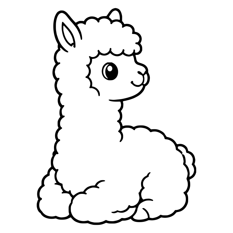 Kawaii Alpaca Sitting in Profile Facing Right — free animal SVG cut file