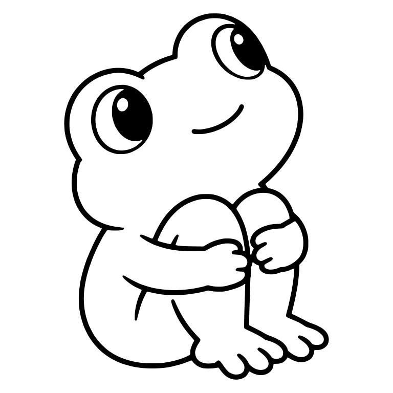 Dreamy Chibi Frog Hugging Knees Looking Up — free animal SVG cut file