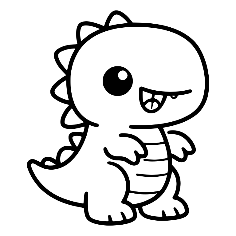 Baby Dinosaur With Toothy Grin And Belly Stripes — free animal SVG cut file