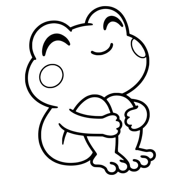 Content Chibi Frog Hugging Knees With Eyes Closed — free animal SVG cut file