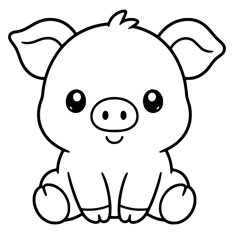 Sitting Piglet with Shiny Eyes and Small Smile — free animal SVG cut file