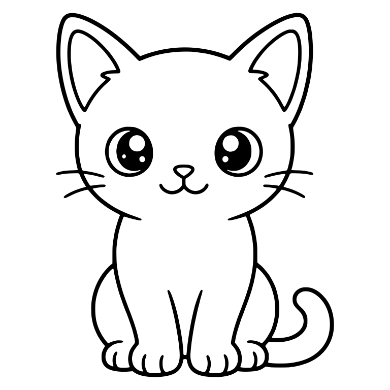 Smooth Coated Kitten Sitting with Curled Tail — free animal SVG cut file