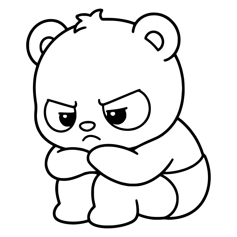 Grumpy Panda Cub Hugging Knees with Side-Eye — free animal SVG cut file