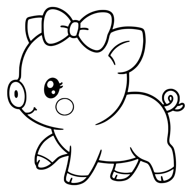 Walking Piglet With Hair Bow and Blush Cheek — free animal SVG cut file